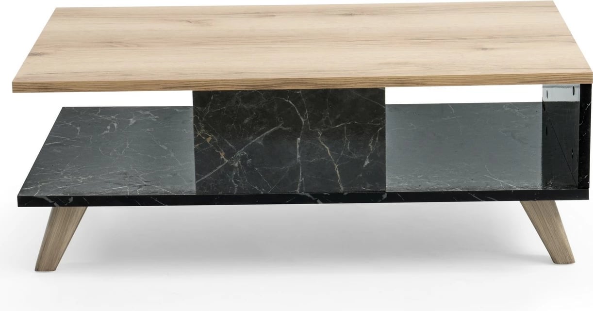 Tavolinë kafeje Skye Decor, ngjyrë lis dhe mermer, Sumer O2030