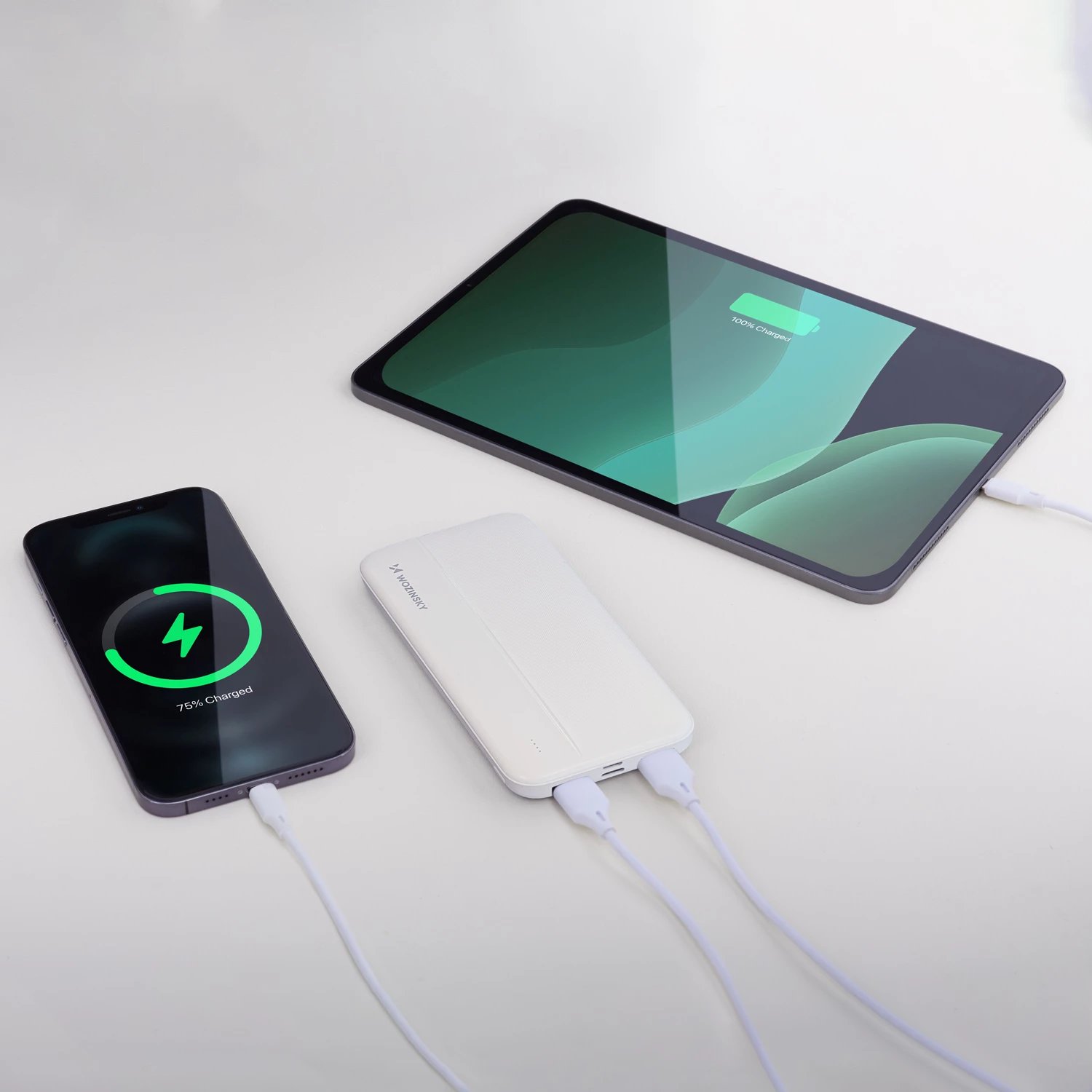 Powerbank Wozinsky WPBWE1, 10000mAh, 2x USB, Bardhë