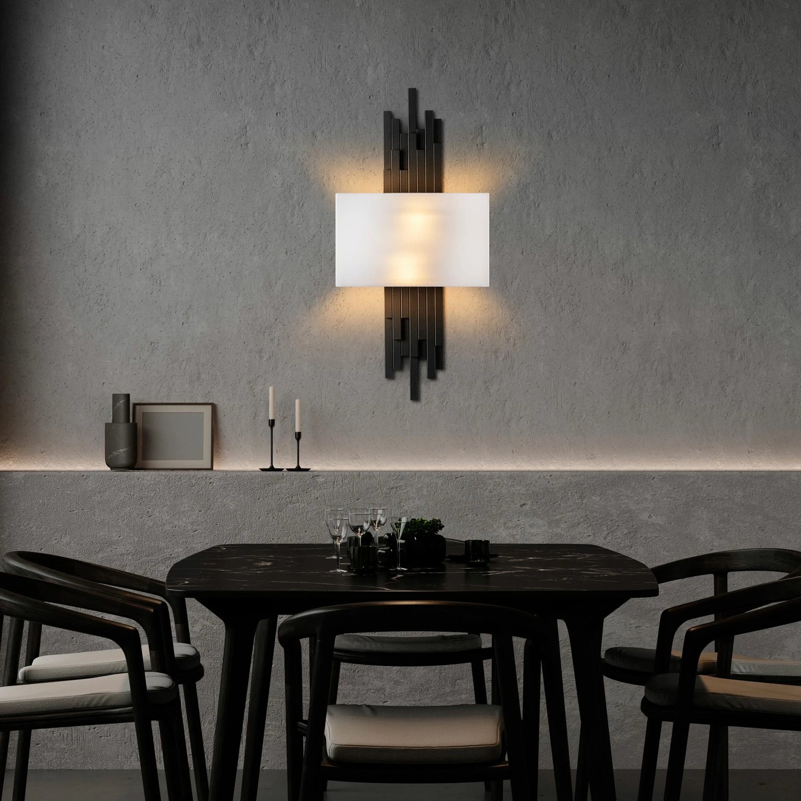 Llambë muri Opviq, Axıs - 15101, metal dhe pëlhurë, e zezë dhe e bardhë