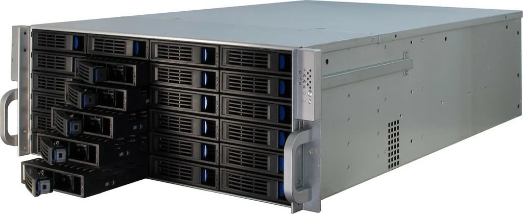 Kasë serveri Inter-Tech 4U-4424, rack 4U, ATX/EATX/EEB/Mini-ITX/uATX, metal, e zezë/argjendtë