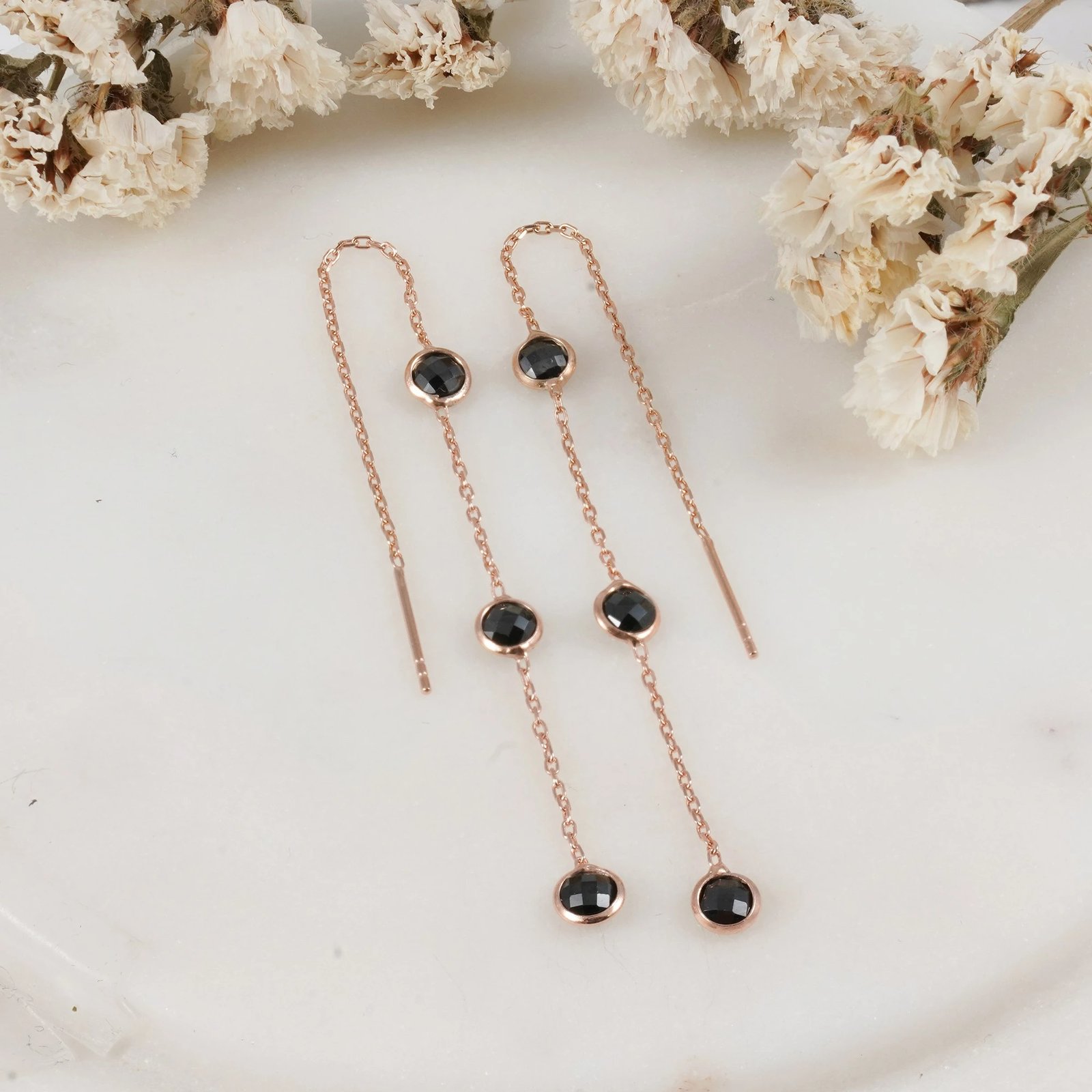 Vathë argjendi Jumeon, rozë gold dhe të zeza, 9860SİYAH