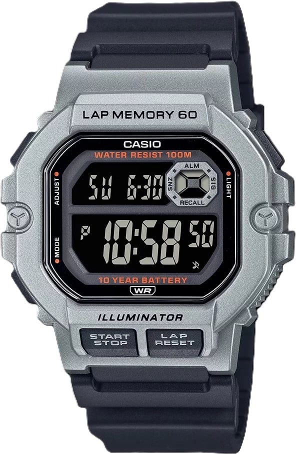 Orë dore CASIO SPORT Illuminator LAP MEMORY 60 për meshkuj, e zezë