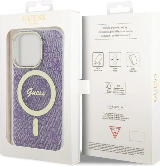 Mbështjellës Guess 4G MagSafe për iPhone 14 Pro 6.1", vjollcë Mbështjellës Guess 4G MagSafe për iPhone 14 Pro 6.1", vjollcë