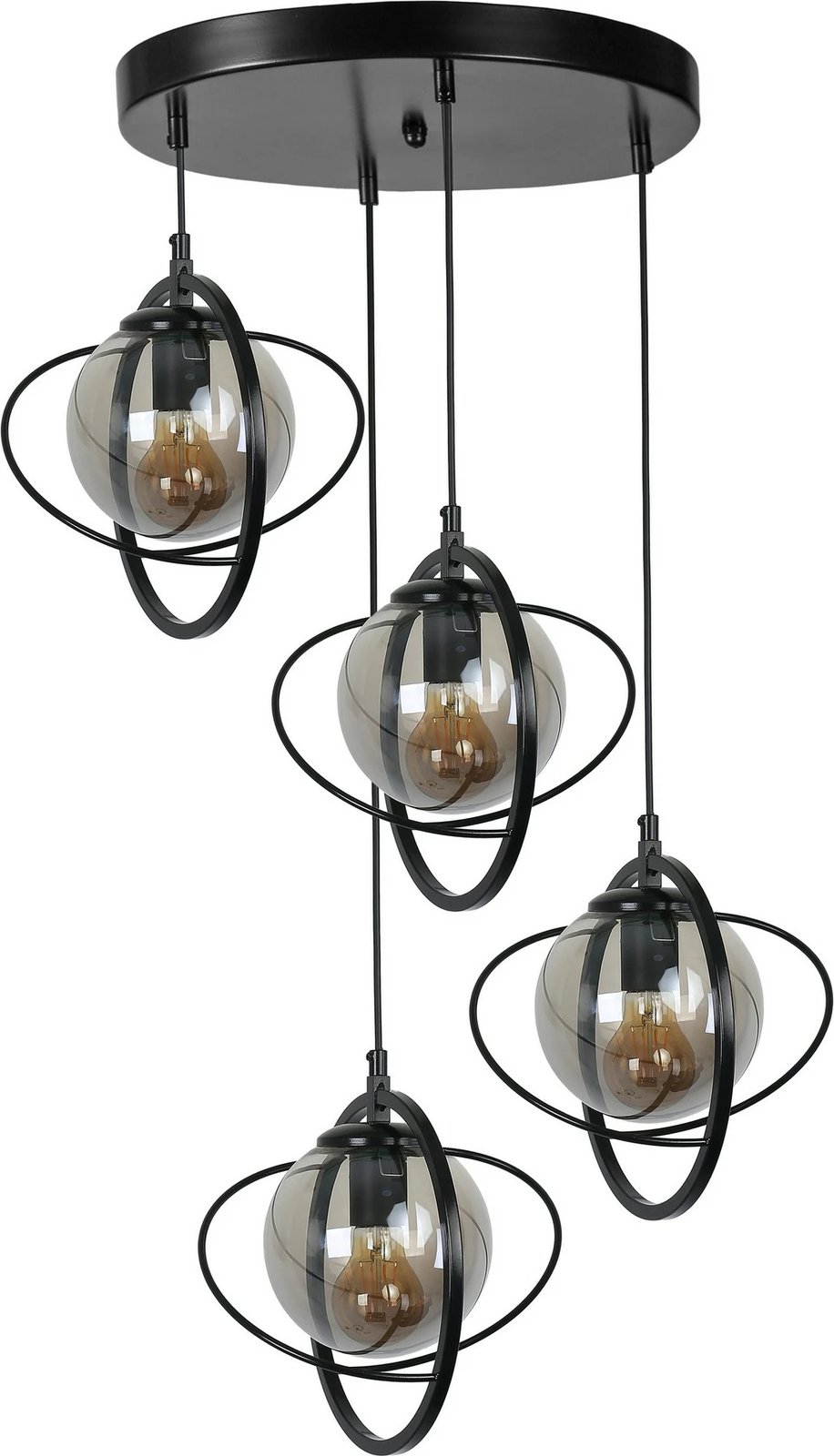 Llambë tavani Opviq, 8774-4, metal, ngjyrë e zezë dhe fume