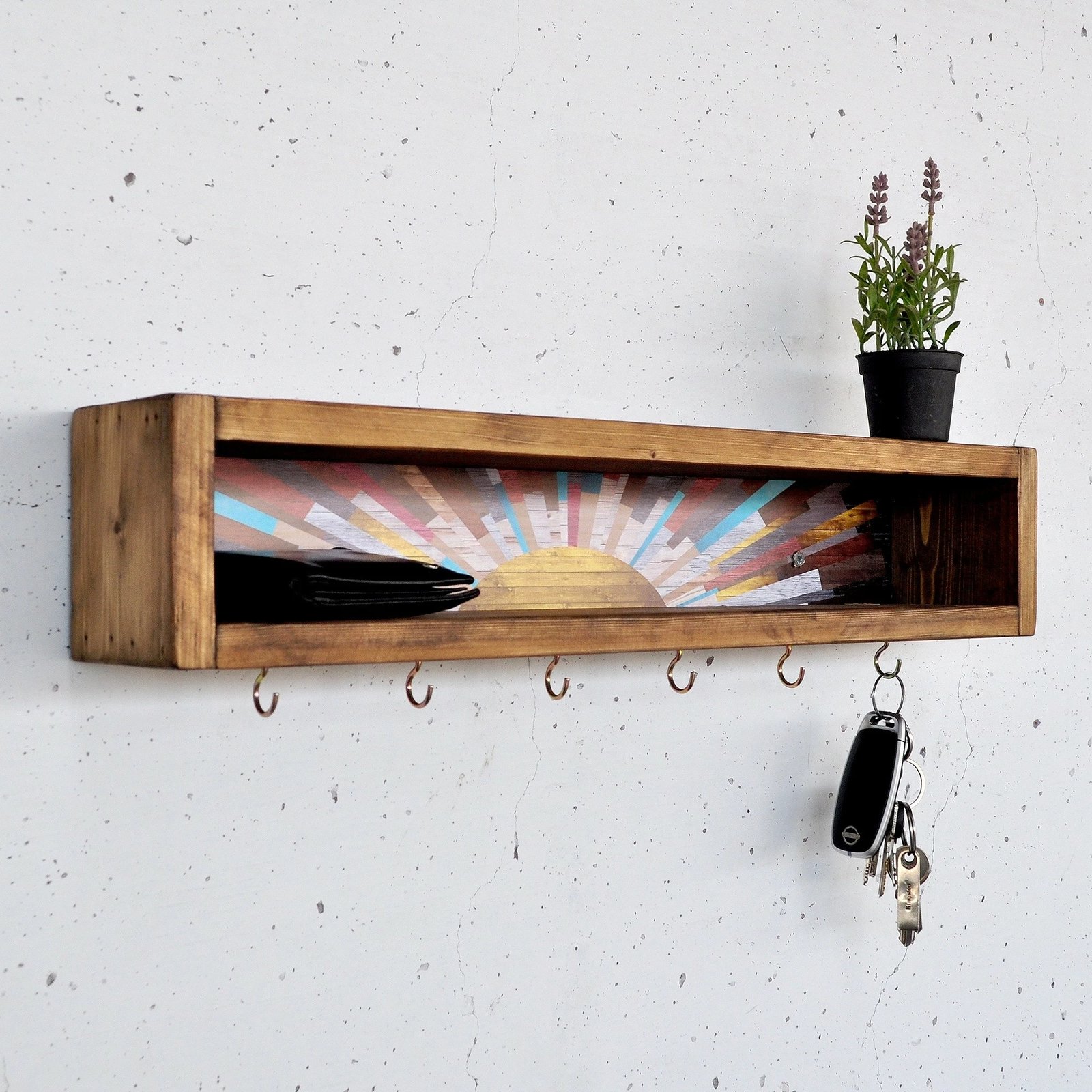 Raf dekorativ prej druri për mur, Skye Decor, Raf293