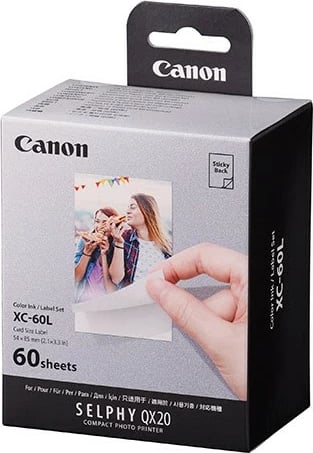 Set bojë dhe letër foto ngjitëse Canon XC-60L 54×85 mm 60 fletë për SELPHY QX20