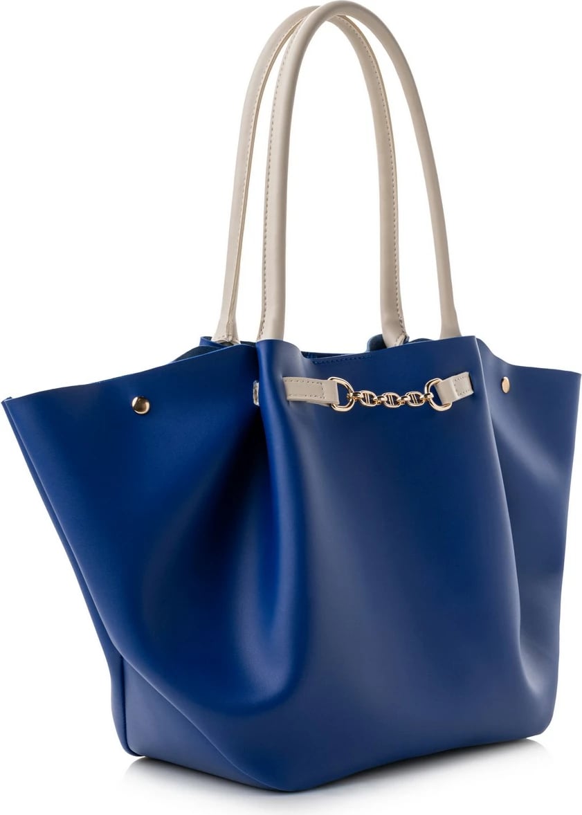 Çantë tote Lucky Bees, ngjyrë sax blue dhe krem, 1249