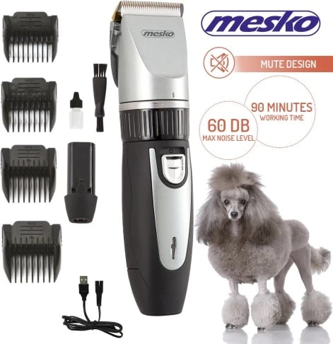 Makinë qethëse për kafshë shtëpiake, Adler, MS 2826, kokë titan me teh qeramik, 35W, deri 90 min, me/pa kabllo, set me 4 krehra dhe bateri shtesë Makinë qethëse për kafshë shtëpiake, Adler, MS 2826, kokë titan me teh qeramik, 35W, deri 90 min, me/pa kabllo, set me 4 krehra dhe bateri shtesë