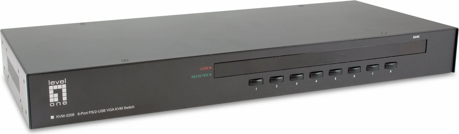 Switch KVM LevelOne 8-Port PS/2-USB VGA, 2048 x 1536 pixels, Rack mounting, 1U, e zezë