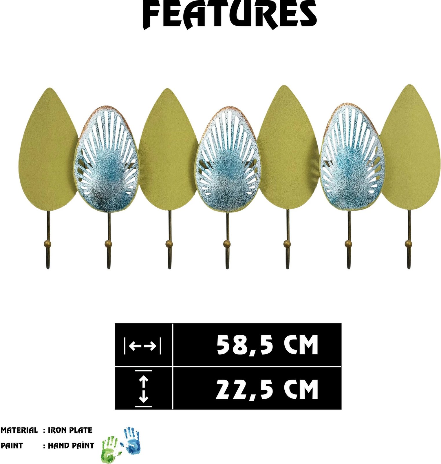 Varëse muri metalike, shumëngjyrëshe, Wallity Gonca, 58.5x22.5cm