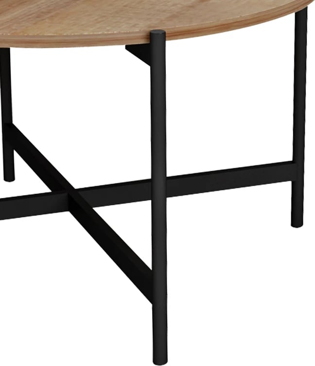 Tavolinë kafeje Aisle melamine, natyrale-e zezë, D80x45cm