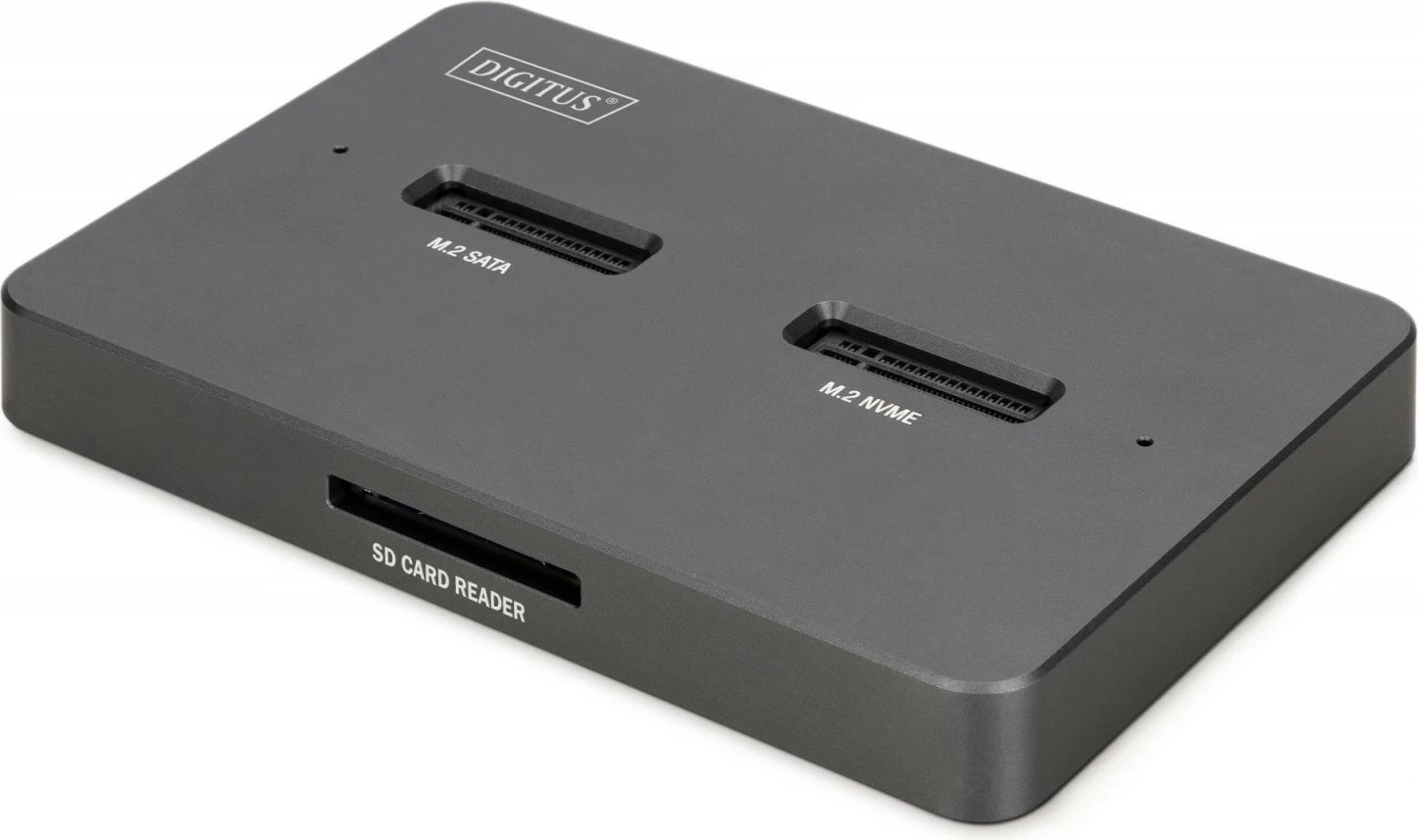 Dok USB-C 3.2 Gen2, Digitus DA-71546-1, për M.2 NVMe & SATA (2 slote, deri 2x 4 TB) me lexues SD-Express 7.1 (deri 2 TB), e zezë