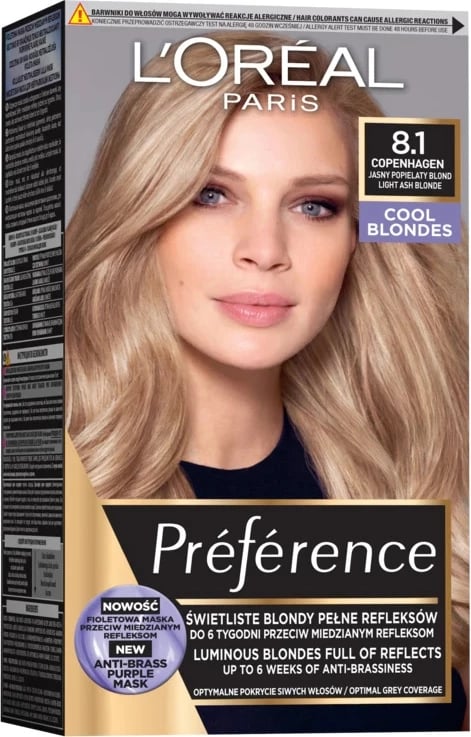 Ngjyrë për flokë L'Oreal Paris Preference 8.1 Copenhagen për femra, 1 copë