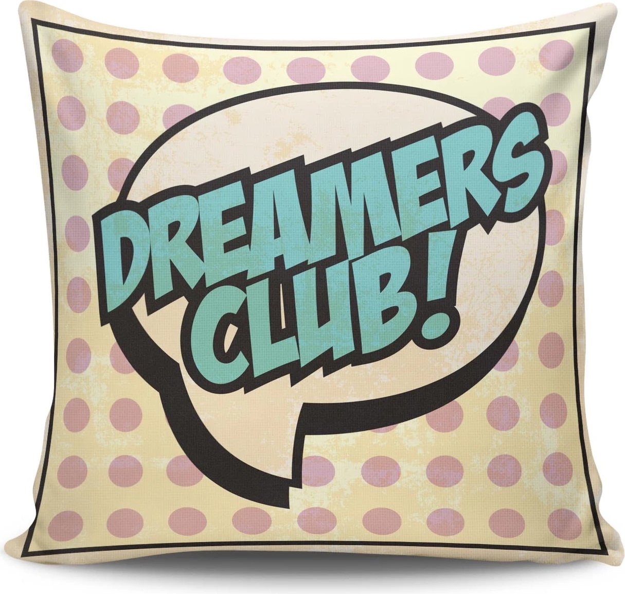 Jastëk dekorativ 'Dreamers Club', shumëngjyrësh, 43x43cm, pa mbushje