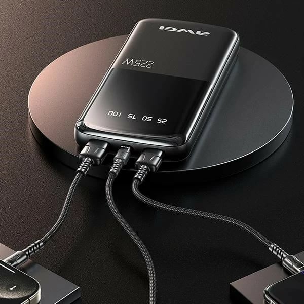 Powerbank AWEI P10K, 10000mAh, 22.5W, 2xUSB-A + USB-C, E zezë