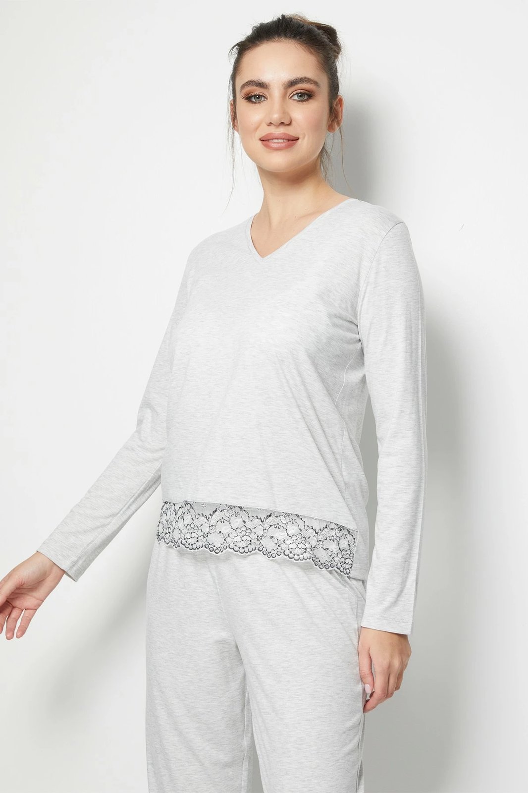 Set pizhamash për gra, Jumeon, 002-000220, gri, marl