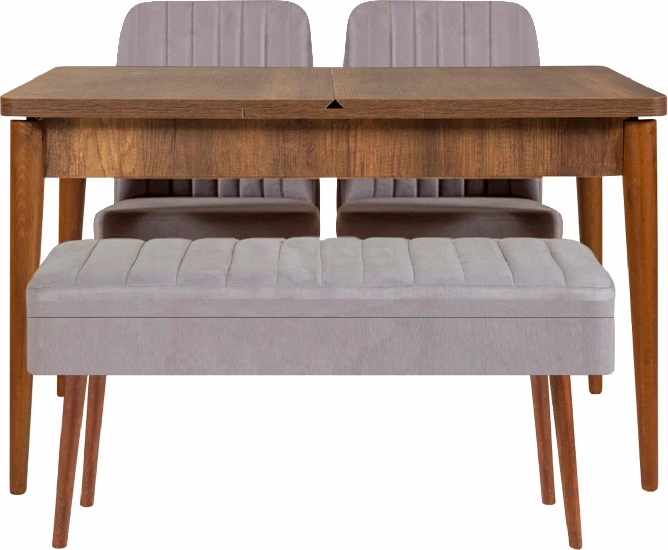 Tavolinë me karrige, set 4 pjesësh, ngjyrë arre dhe gri, Vina 0701 - 3, Skye Decor