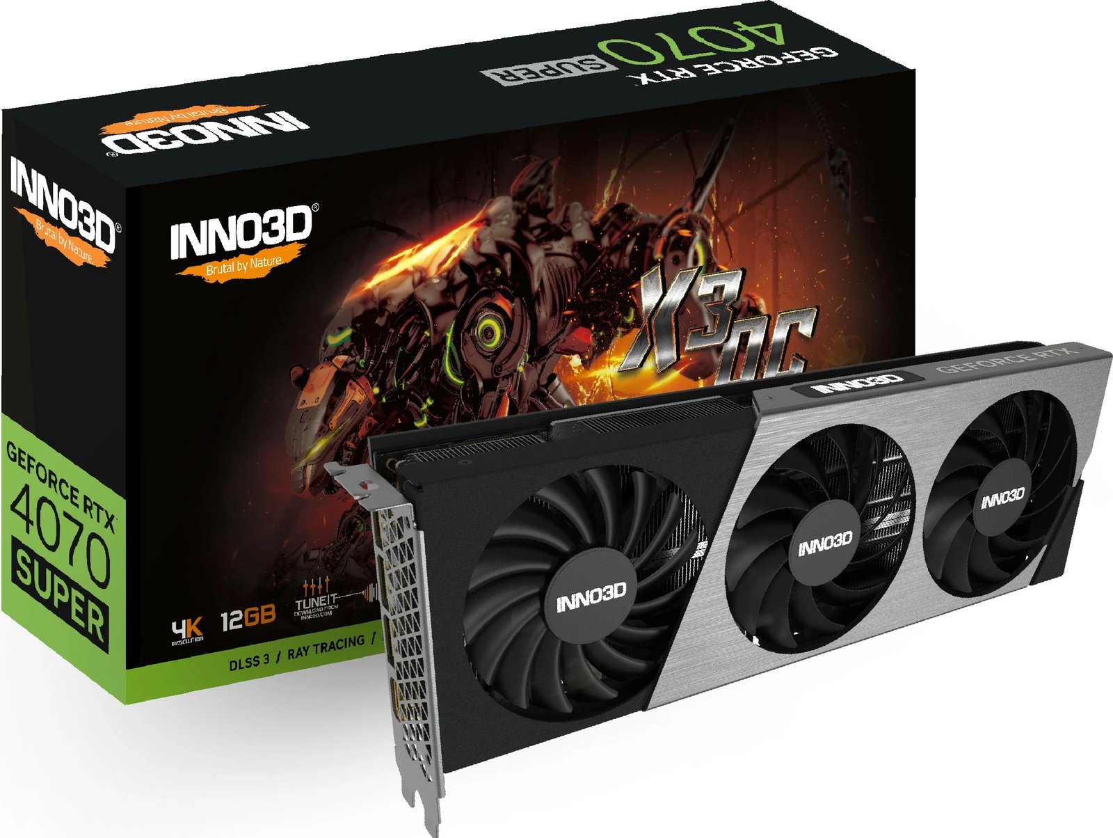 Kartelë grafike Inno3D GEFORCE RTX 4070 SUPER X3 OC, 12 GB, PCI Express x16 4.0, e zezë/gri