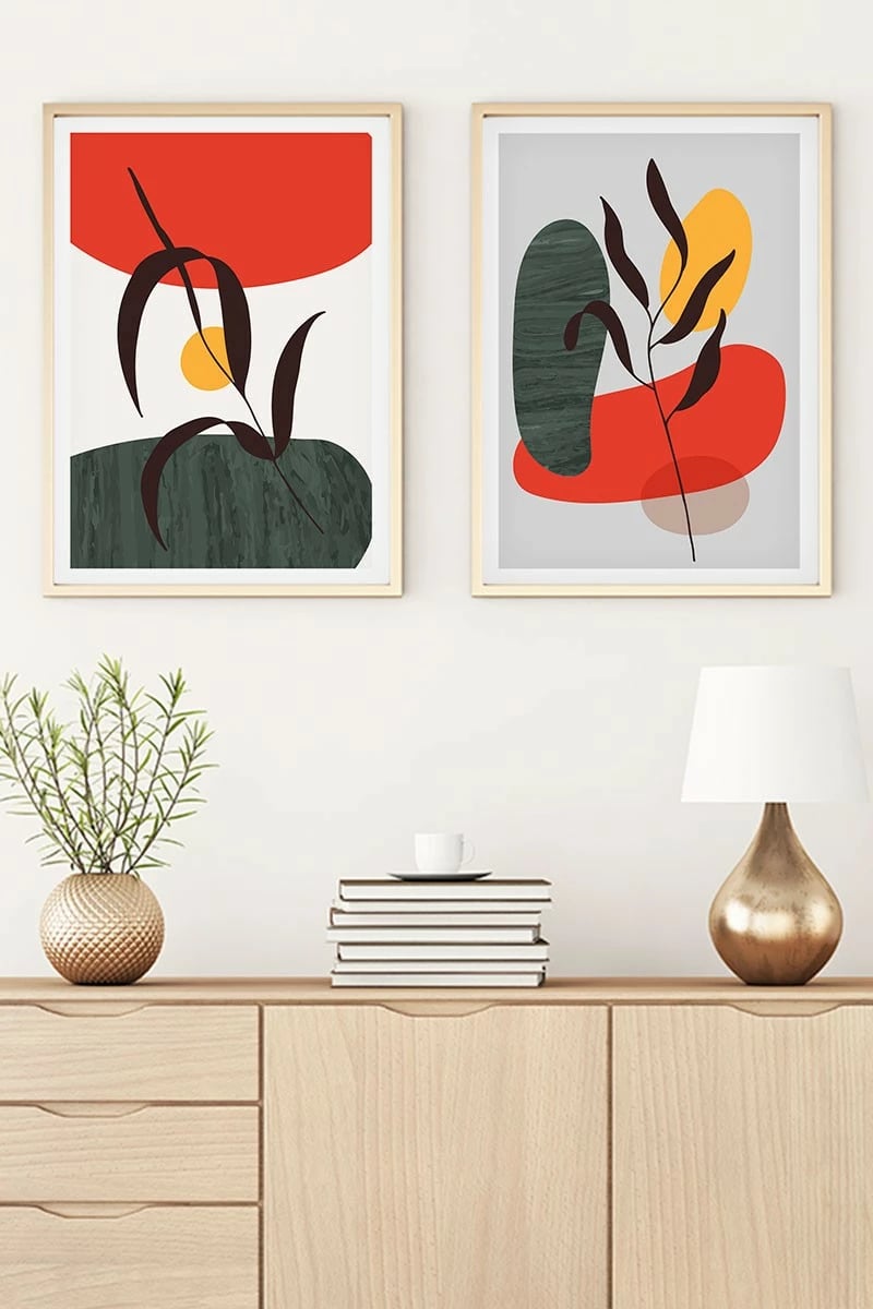 Set pikturash dekorative me kornizë, MDF, shumëngjyrëshe, Wallity, Huhu45, 30x40cm, 2 copë