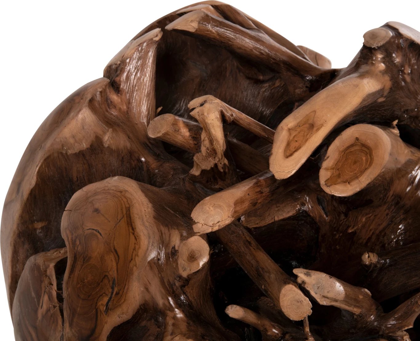 Dekor për dysheme CLEM, sferë prej druri teak masiv, madhësi e madhe Φ50cm