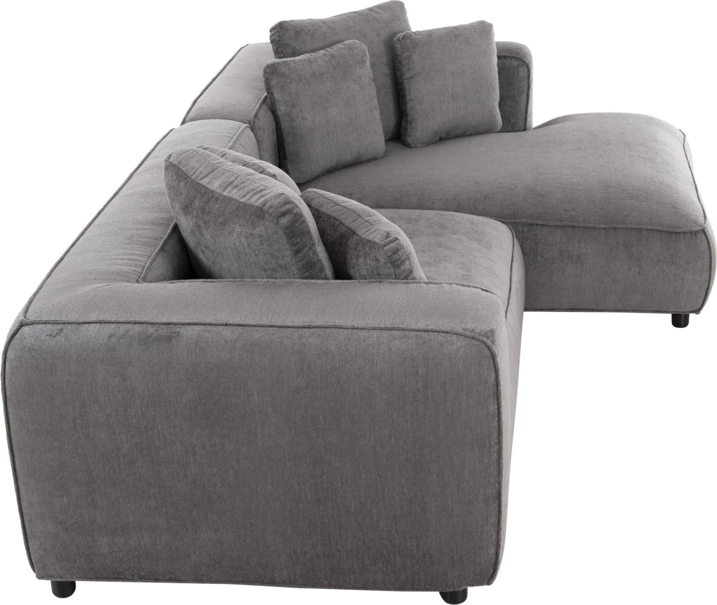 Divan qoshe 3-vendësh GRACE FH3280.03R, pëlhurë gri, 252x105-160x70-90H cm