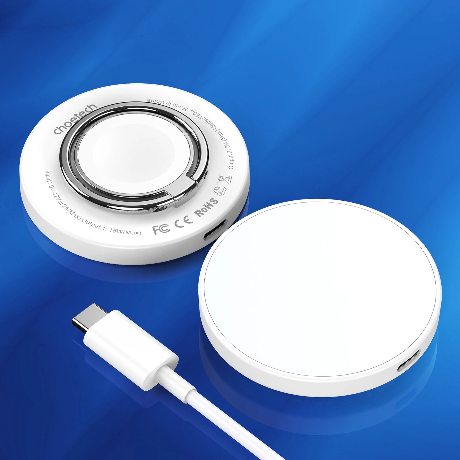 Karikues induktiv MagSafe Choetech T603-F me mbajtëse, i bardhë