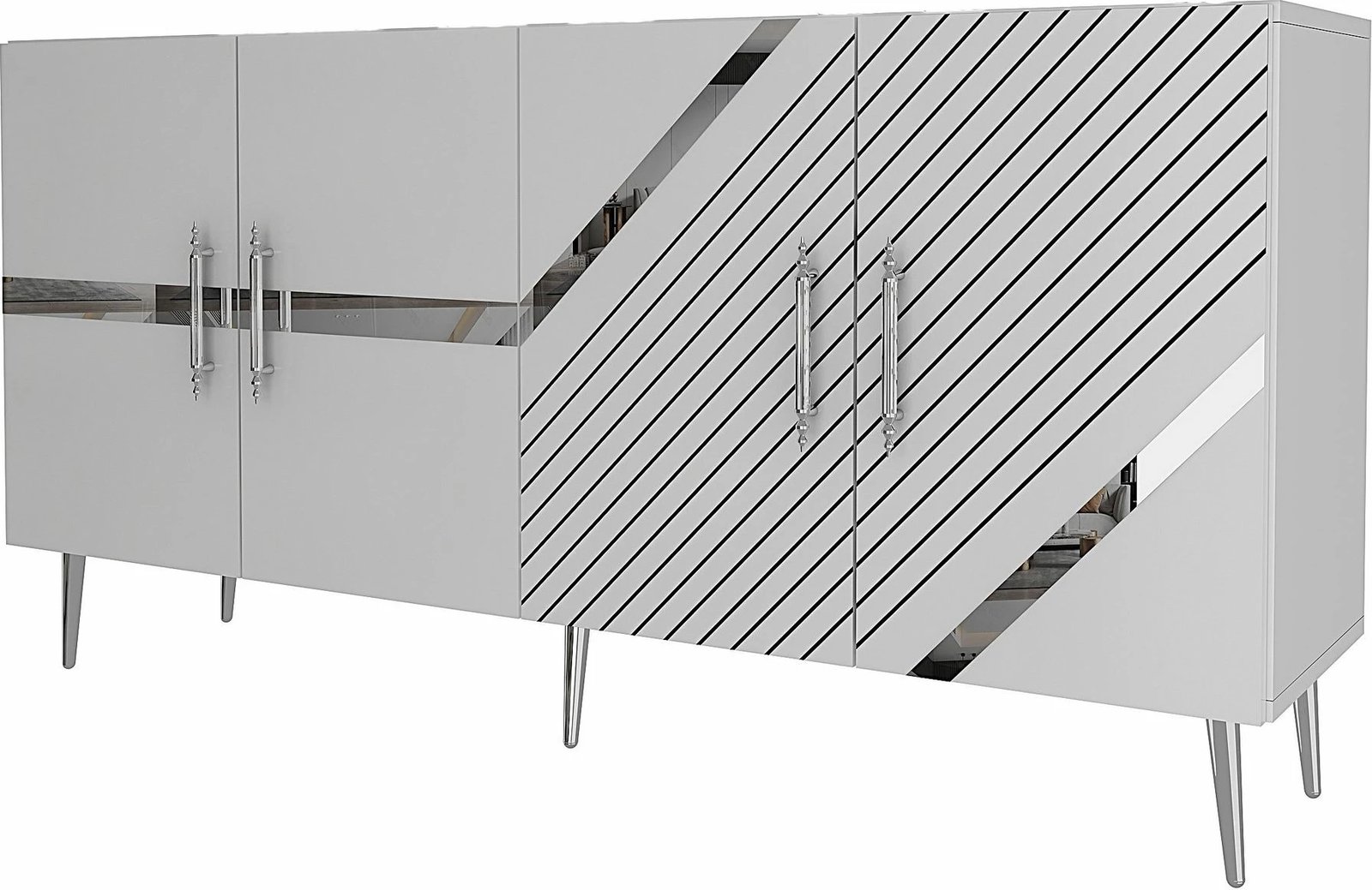 Konsol Skye Decor, Fuga KB150, e bardhë, argjend