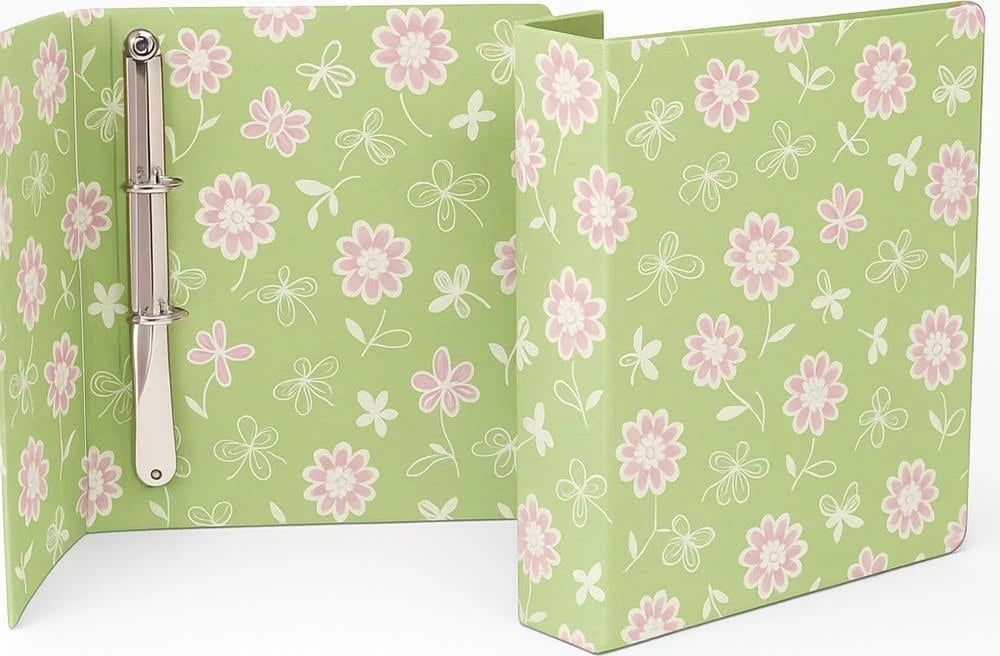 Dosje luksoze NEXT me 2 unaza, H26x32cm, Lime-pink