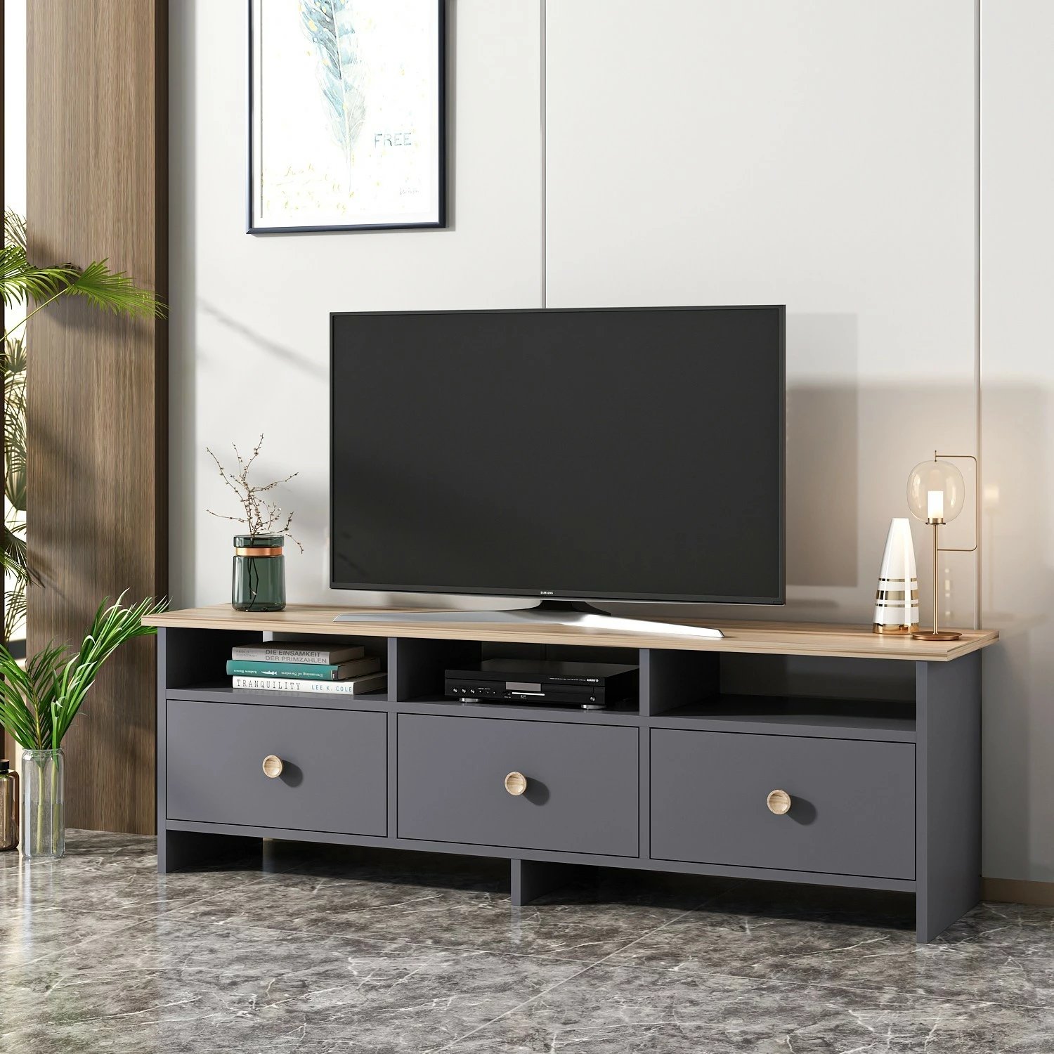 Komodë TV Hanah Home, Oslo, anthracite dhe lis