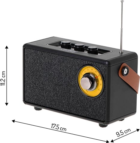 Altoparlant Bluetooth me radio FM, Adler, CR 1902, 5 W, Bluetooth 5.1, TWS, SD/USB/AUX, 5 orë playback, USB-C, e zezë