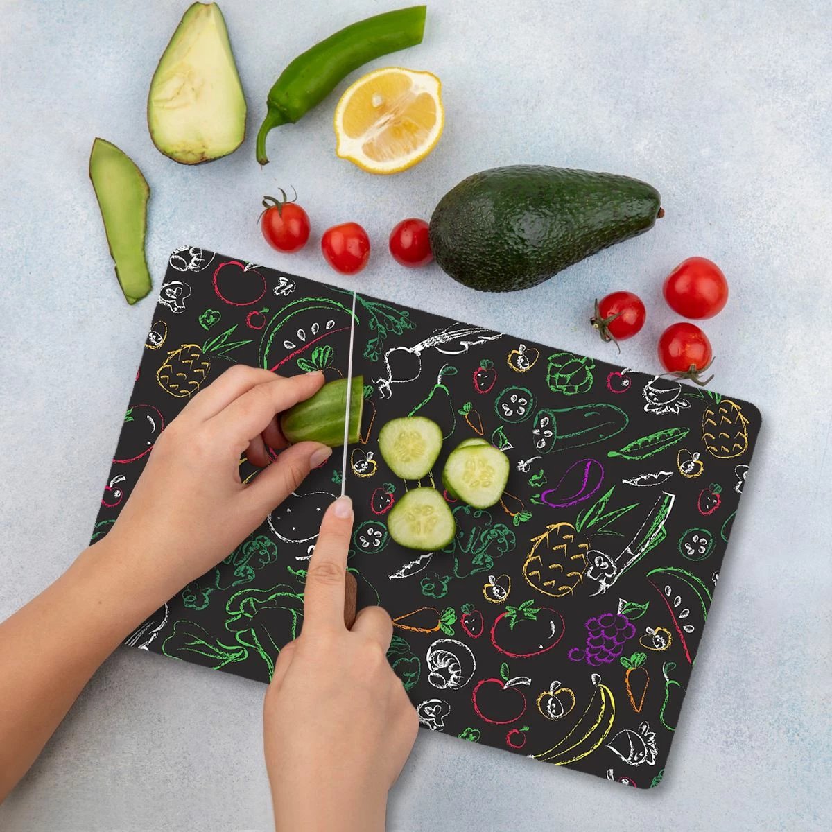 Dërrasë prerëse Hermia, qelq i temperuar, shumëngjyrëshe, 30x40cm, Ckt58-3040