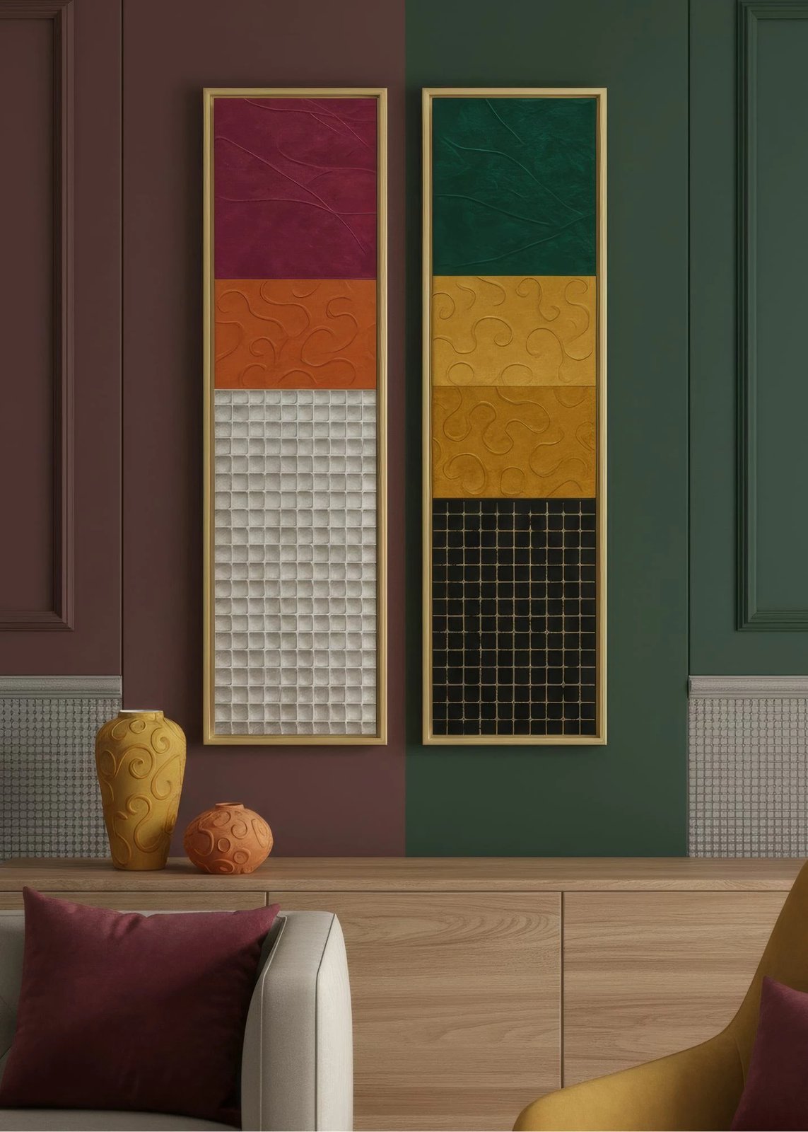 Pikturë dekorative në kanavacë me kornizë (2 copë), Wallity, Huhu743