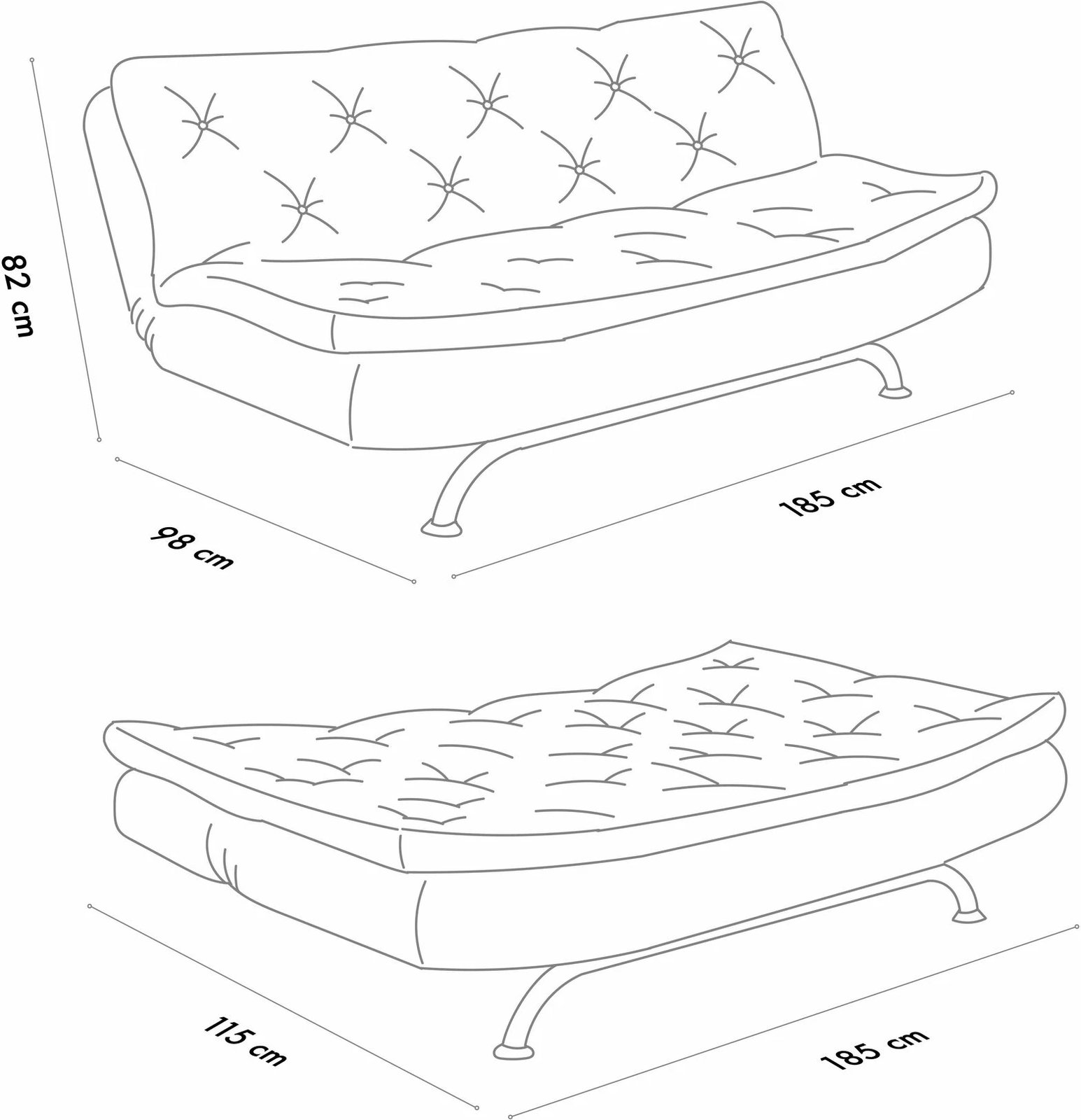 Divan-krevat treshe, Atelier del Sofa, Rivo, ngjyrë gri