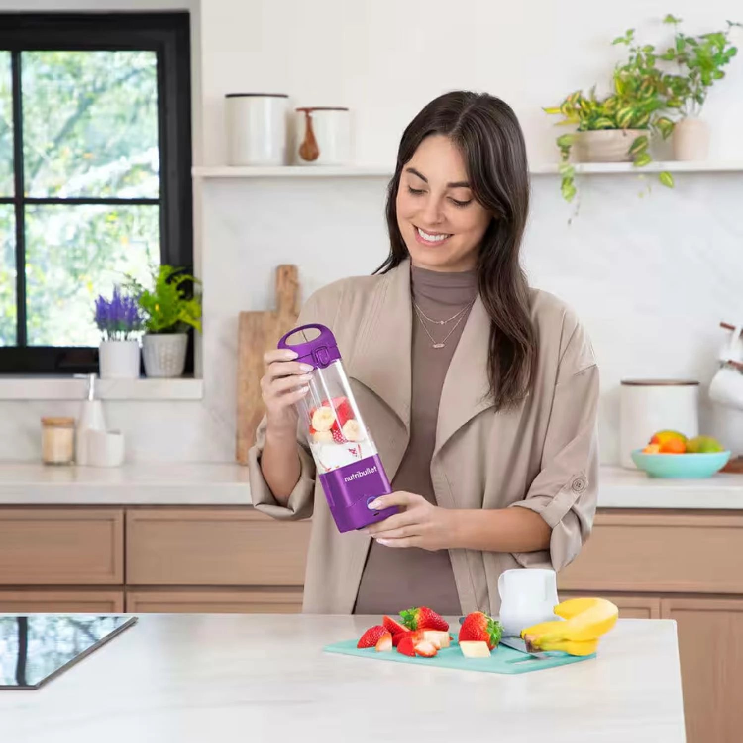 Blender portativ, NutriBullet NBP003PU, 475 ml, bateri 2000 mAh, USB-C, vjollcë