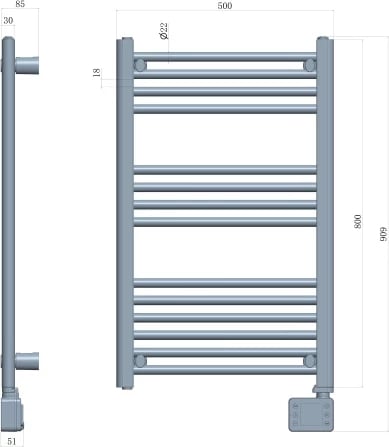 radiator elektrik banjoje me LED, Adler AD 7824, 600W, 50x90cm, 14 shufra, timer 24h, IP24, i bardhë