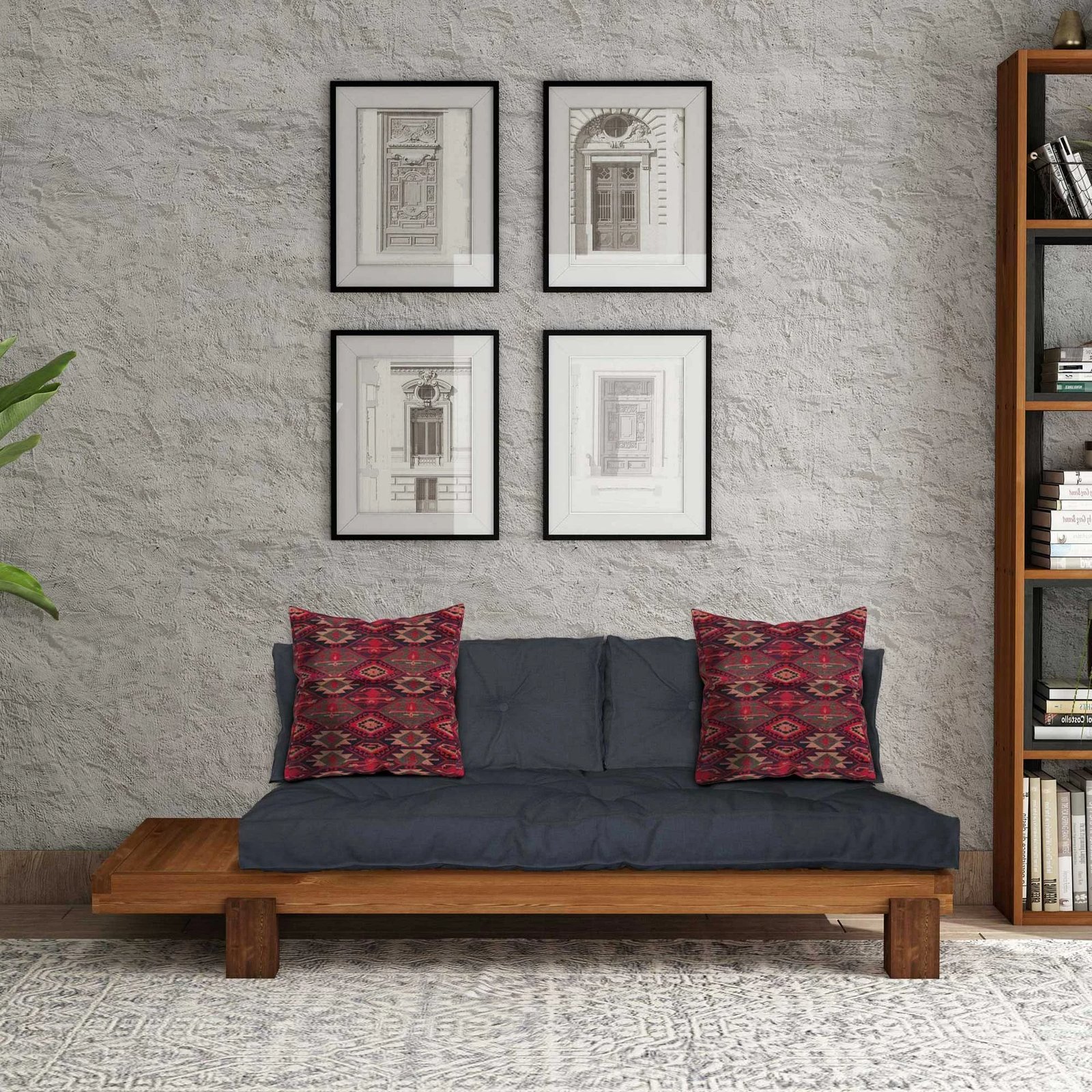 Kolltuk lounge Atelier del Sofa, ngjyrë teak dhe blu e errët, CPT8378-200