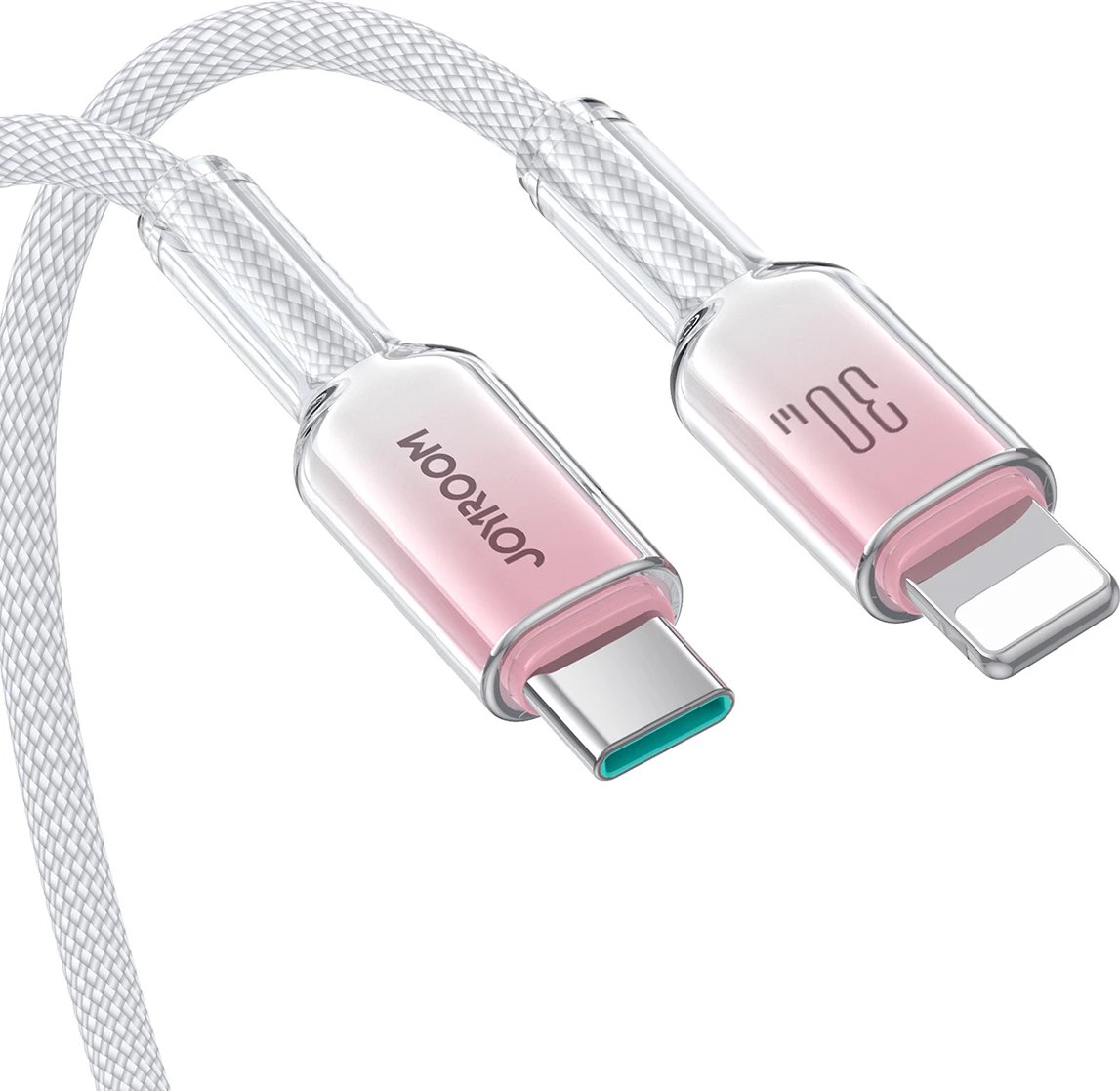 Kabllo Joyroom S-A42 Crystal-Clear Series, USB-C në Lightning, 1.2m, 30W, Bardhë