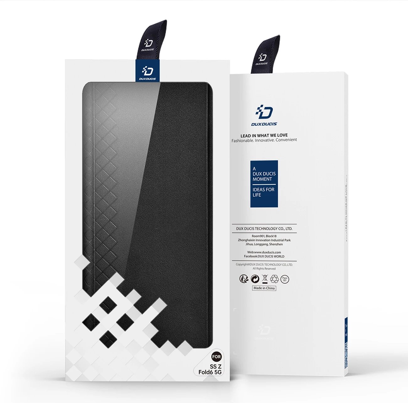 Mbështjellës Dux Ducis Brill për Samsung Galaxy Z Fold 6, me kapëse magnetike, xhep për kartë, eko-lëkurë, i zi