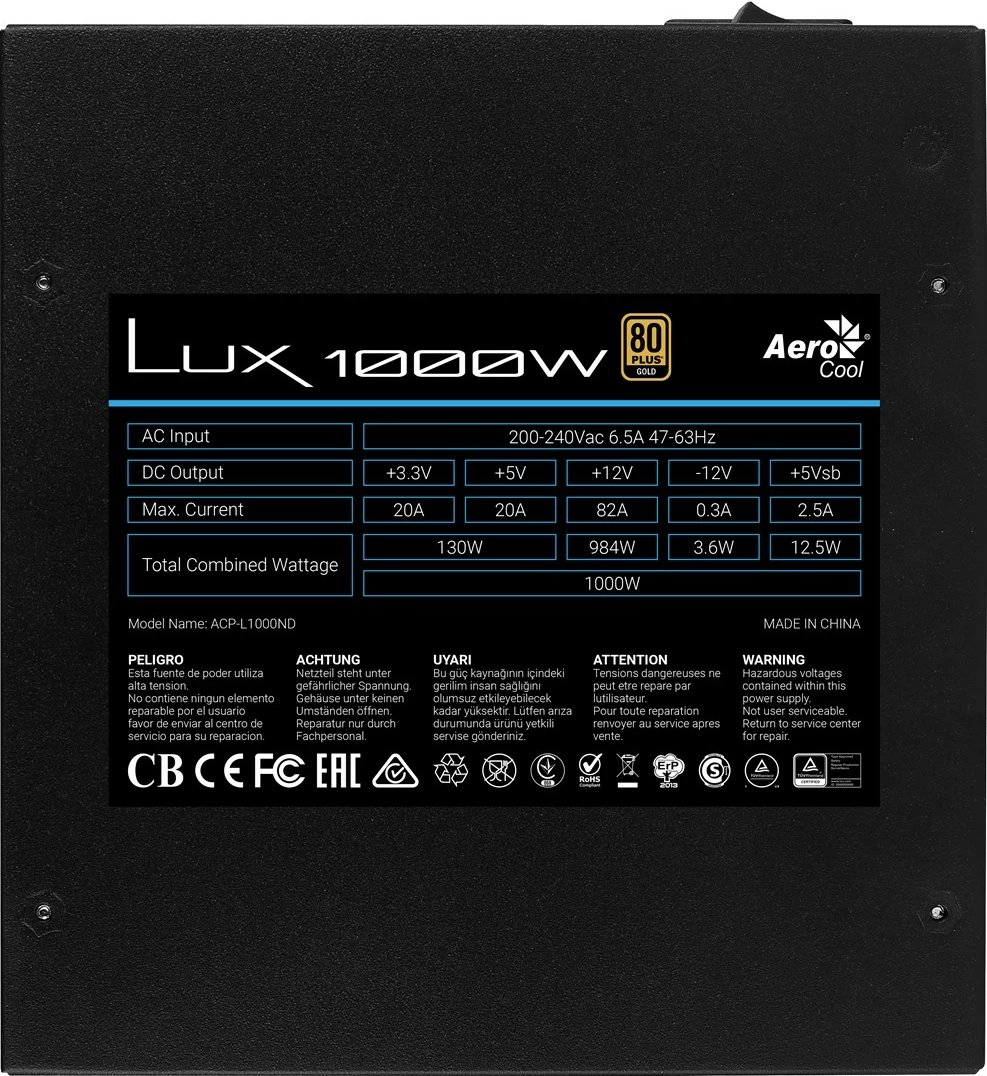 Burim energjie Aerocool LUX1000, 1000W, i zi