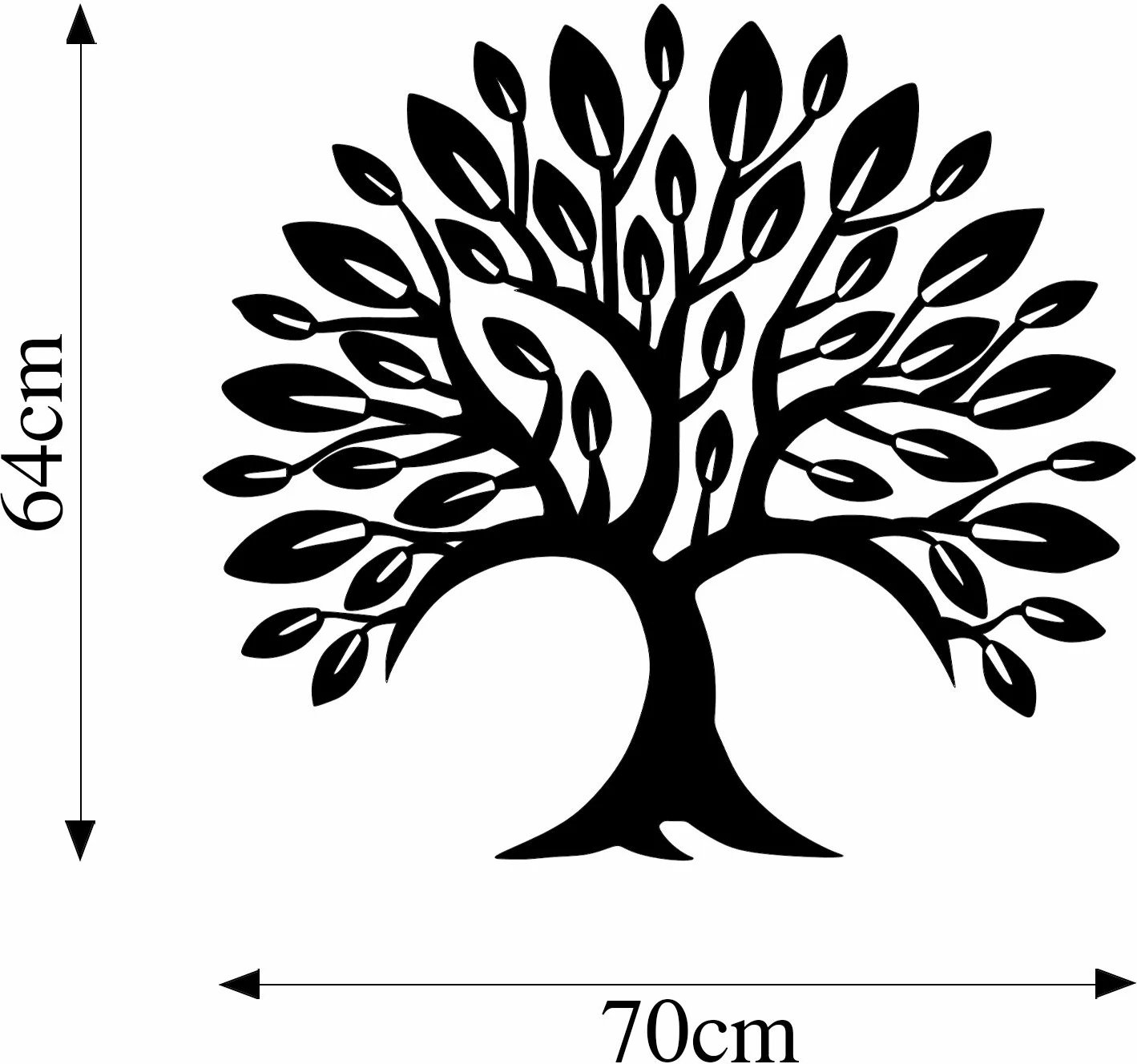 Aksesor dekorativ metalik për mur, Monumental Tree 5, ngjyrë e zezë, 70x57cm