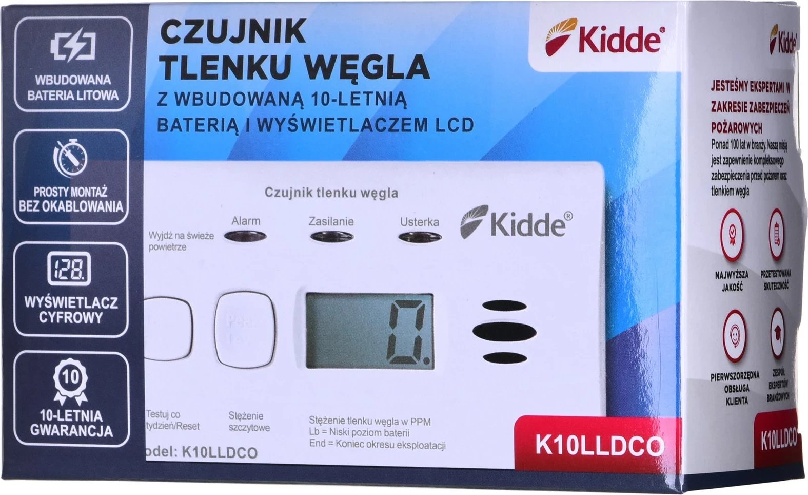 Detektor monoksidi Kidde K10LLDCO, i bardhë