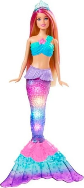 Kukull Barbie Dreamtopia Malibu Mermaid Glowing Lights, Mattel, HDJ36, me drita, për vajza