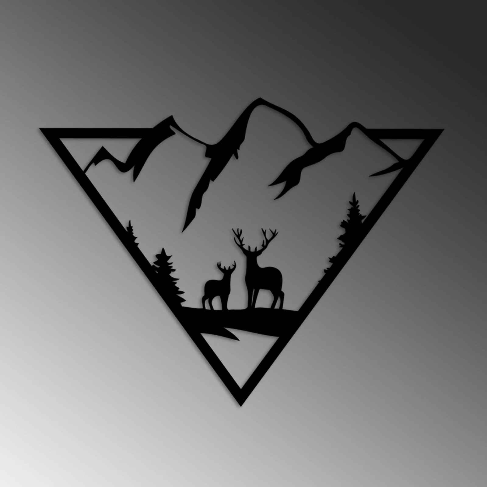 Aksesor dekorativ metalik për mur Wallity, nënë dhe bir, 42x55cm, ngjyrë e zezë