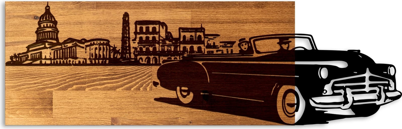 Aksesor dekorativ muri prej druri, stil klasik, ngjyrë arre dhe e zezë, Wallity