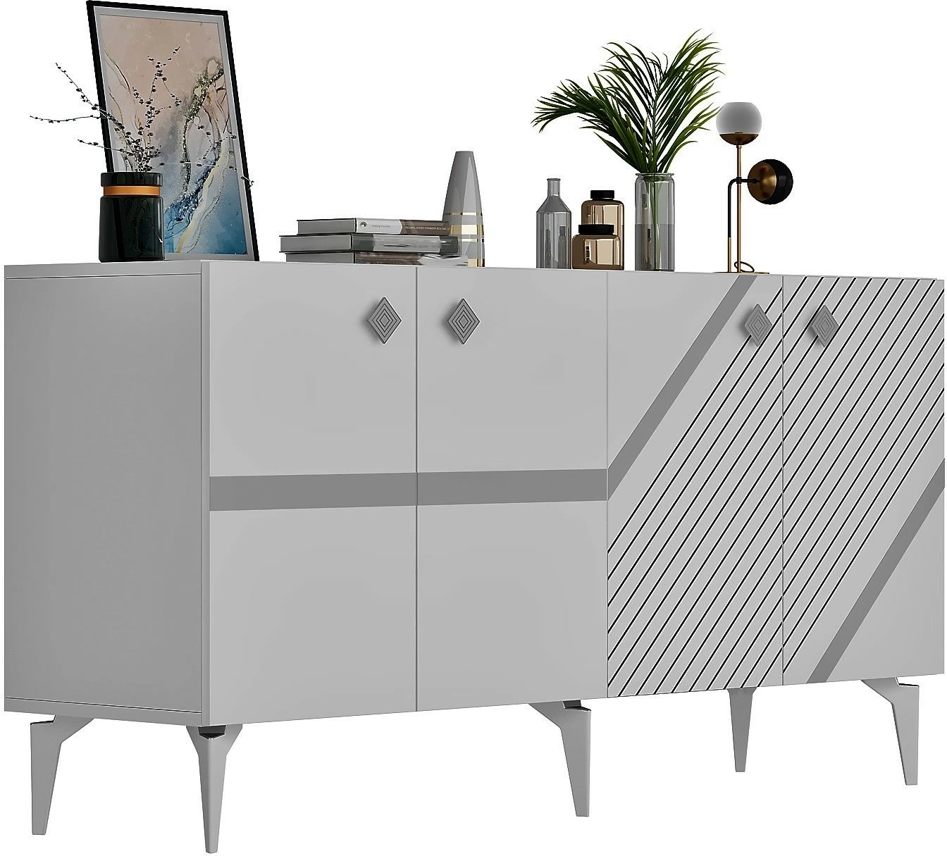 Konsolë Hanah Home, Iris, e bardhë, argjend