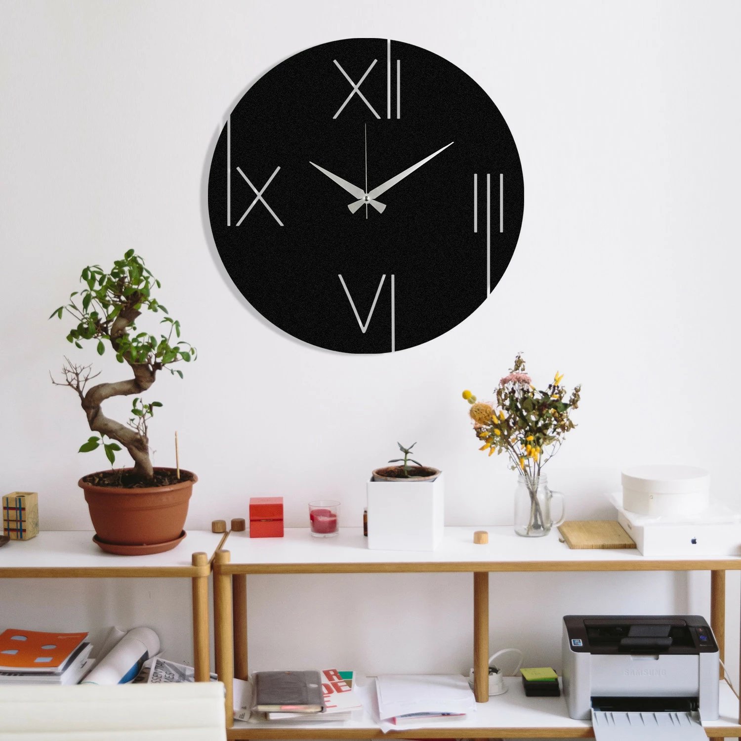 Orë muri dekorative metalike Wallity, e zezë, 48x48cm