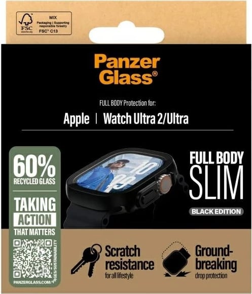 Mbrojtës ekrani PanzerGlass Full Body Slim për Apple Watch Ultra 2 / Ultra 49mm, i zi