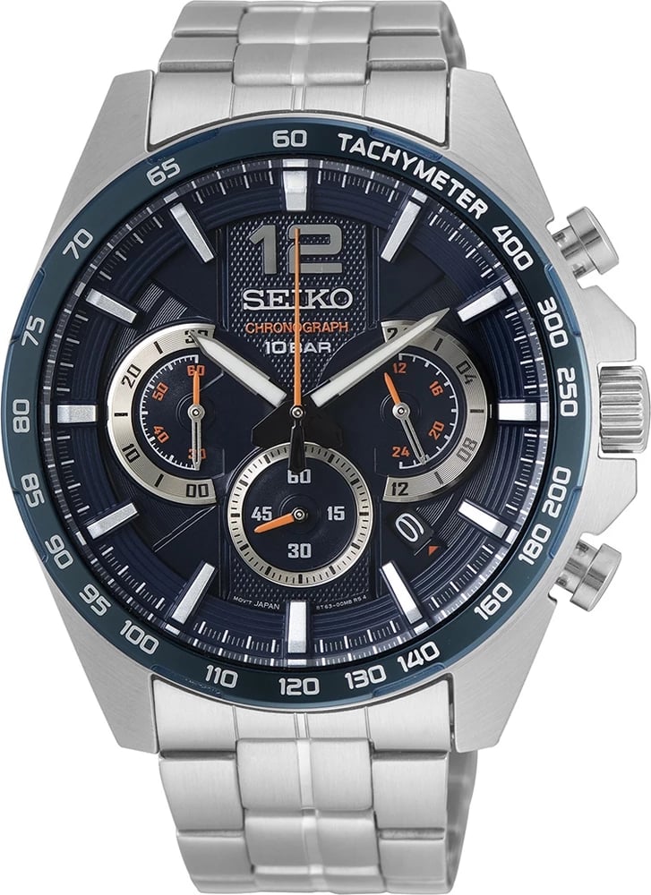 Orë dore për meshkuj SEIKO SSB345P1, e argjendtë