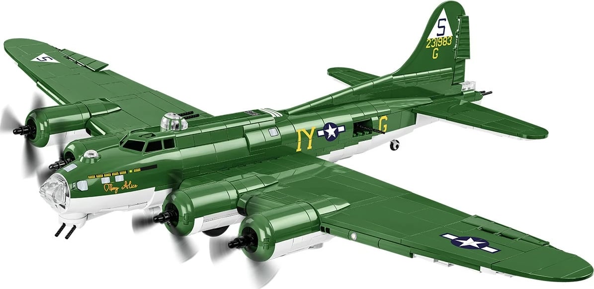 Set blloqesh ndërtimi Cobi Klocki Boeing B-17G Flying Fortress, 1210 pjesë, 2 figurina, Jeshile Set blloqesh ndërtimi Cobi Klocki Boeing B-17G Flying Fortress, 1210 pjesë, 2 figurina, Jeshile