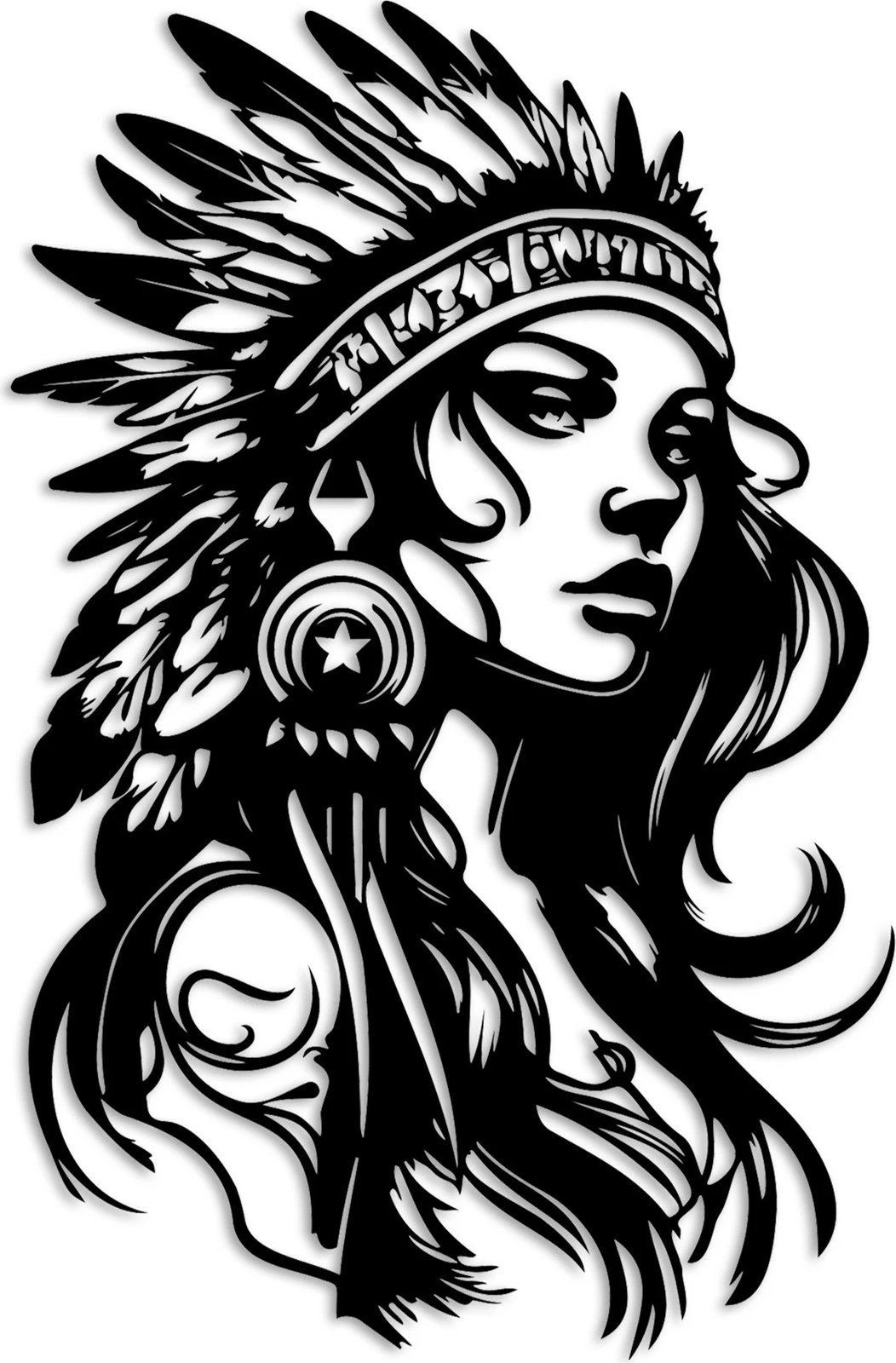 Aksesor dekorativ metalik për mur Wallity, Native, ngjyrë e zezë, 35x56cm